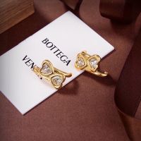 Bottega Veneta Heart Stud Earrings In Metal with Crystals Gold