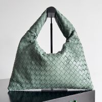 Bottega Veneta Small Hop Shoulder Bag In Intrecciato Leather Green