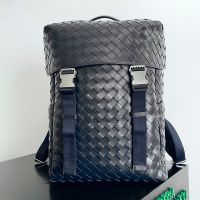 Bottega Veneta Flap Backpack In Intrecciato Calfskin Navy Blue