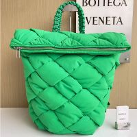 Bottega Veneta Cassette Backpack In Intrecciato Padded Nylon Green