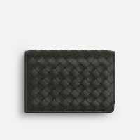Bottega Veneta Business Card Case In Intrecciato Piccolo Calfskin Black