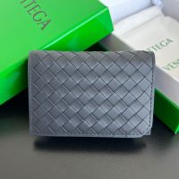 Bottega Veneta Business Card Case In Intrecciato Piccolo Calfskin Grey