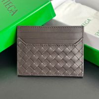Bottega Veneta Card Case In Intrecciato Piccolo Calfskin Coffee