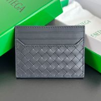 Bottega Veneta Card Case In Intrecciato Piccolo Calfskin Grey