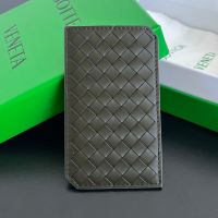 Bottega Veneta Vertical Card Case In Intrecciato Piccolo Calfskin Khaki
