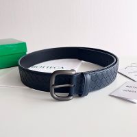 Bottega Veneta 4.0 Belt with Matte Pin Buckle In Intrecciato Calfskin Navy Blue