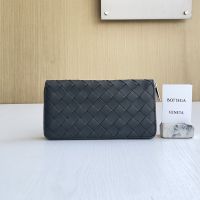 Bottega Veneta Large Zip Around Wallet In Intrecciato Calfskin Military Green