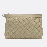 Bottega Veneta Intreccio Prism Pouch with D Buckle Calfskin Khaki