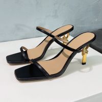 Bottega Veneta Knot Heeled Slides Women Lambskin Black