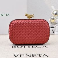 Bottega Veneta Knot Clutch In Intrecciato Silk Red