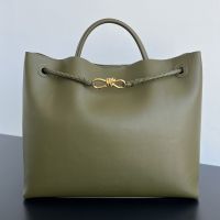 Bottega Veneta Large Andiamo Top Handle Bag In Silky Calfskin Cypress Green