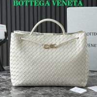 Bottega Veneta Large Andiamo Top Handle Bag In Intrecciato Leather Beige