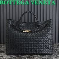 Bottega Veneta Large Andiamo Top Handle Bag In Intrecciato Leather Black