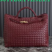 Bottega Veneta Large Andiamo Top Handle Bag In Intrecciato Leather Burgundy