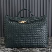 Bottega Veneta Large Andiamo Top Handle Bag In Intrecciato Leather Dark Green