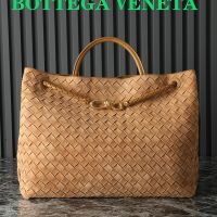 Bottega Veneta Large Andiamo Top Handle Bag In Intrecciato Suede Brown