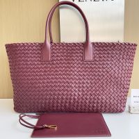 Bottega Veneta Large Cabat Tote 51 In Intreccio Lambskin Burgundy