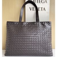 Bottega Veneta Large Zipped Tote 44 In Intrecciato Leather Dark Brown
