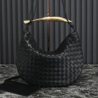 Bottega Veneta Large Sardine Shoulder Bag In Intrecciato Leather Black