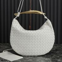 Bottega Veneta Large Sardine Shoulder Bag In Intrecciato Leather White