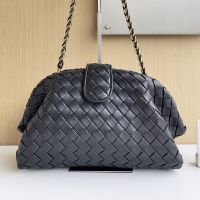Bottega Veneta Medium Lauren 1980 Clutch with Chain In Intrecciato Lambskin Black