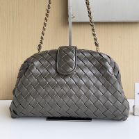 Bottega Veneta Medium Lauren 1980 Clutch with Chain In Intrecciato Lambskin Coffee