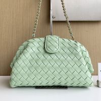 Bottega Veneta Medium Lauren 1980 Clutch with Chain In Intrecciato Lambskin Green