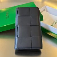 Bottega Veneta Long Cassette Wallet In Intrecciato Calfskin Navy Blue