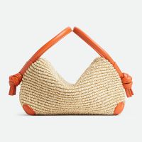 Bottega Veneta Loop Top Handle Crossbody Bag In Raffia Brown