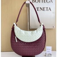 Bottega Veneta Medium Gemelli Shoulder Bag In Intrecciato Leather Burgundy/White