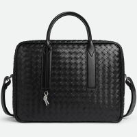 Bottega Veneta Medium Getaway Weekender Briefcase In Intreccio Calfskin Black