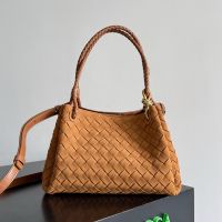 Bottega Veneta Medium Parachute Shoulder Bag In Intrecciato Suede Brown