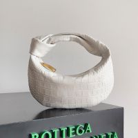 Bottega Veneta Mini Jodie Top Handle Bag In Crocodile Leather White