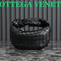Bottega Veneta Mini Jodie Top Handle Bag In Intreccio Lambskin Black/Silver
