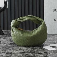 Bottega Veneta Mini Jodie Top Handle Bag In Intreccio Lambskin Matcha Green