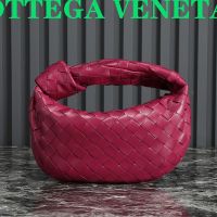 Bottega Veneta Mini Jodie Top Handle Bag In Intreccio Lambskin Red