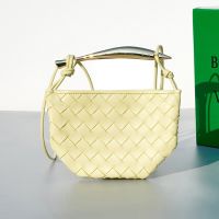 Bottega Veneta Mini Sardine Top Handle Bag In Intrecciato Lambskin Beige