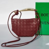 Bottega Veneta Mini Sardine Top Handle Bag In Intrecciato Lambskin Burgundy