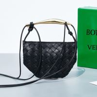 Bottega Veneta Mini Sardine Top Handle Bag In Intrecciato Lambskin Dark Brown