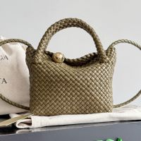 Bottega Veneta Mini Tosca Top Handle Bag In Intreccio Calfskin Cypress Green