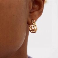 Bottega Veneta Outline Triangle Hoop Earrings In Metal Gold
