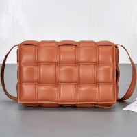 Bottega Veneta Large Cassette Crossbody Bag In Intreccio Padded Lambskin Brown