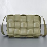 Bottega Veneta Large Cassette Crossbody Bag In Intreccio Padded Lambskin Cypress Green