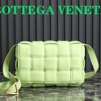Bottega Veneta Large Cassette Crossbody Bag In Intreccio Padded Lambskin Light Green