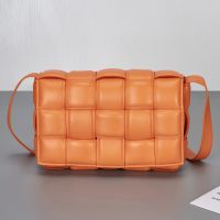 Bottega Veneta Large Cassette Crossbody Bag In Intreccio Padded Lambskin Orange