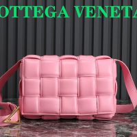 Bottega Veneta Large Cassette Crossbody Bag In Intreccio Padded Lambskin Pink