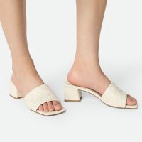 Bottega Veneta Parco 45 Slides Women Intrecciato Lambskin Beige