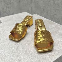 Bottega Veneta Parco 45 Slides Women Intrecciato Lambskin Gold