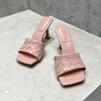 Bottega Veneta Parco 90 Slides Women Intrecciato Lambskin Pink