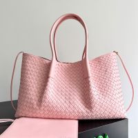 Bottega Veneta Large Pinacoteca Tote 42 In Intrecciato Silky Calfskin Pink